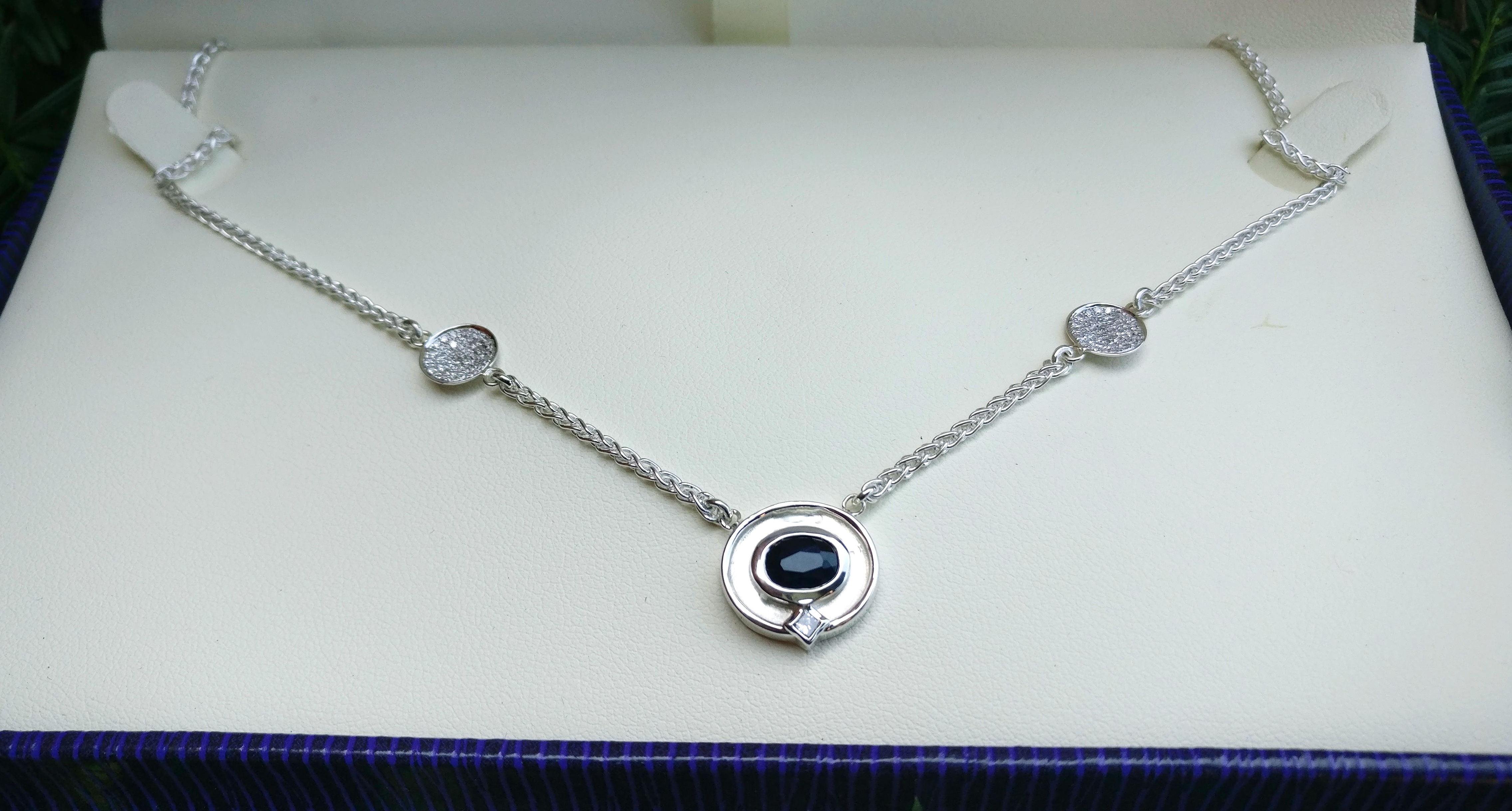 Custom designed sapphire and diamond necklace - Custom by Litwins